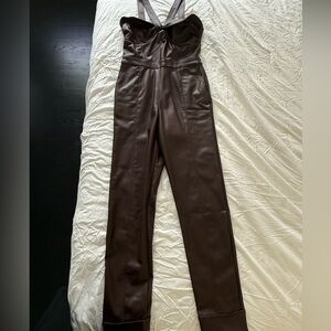 Kendall & Kylie Chocolate Brown Jumpsuit faux leather